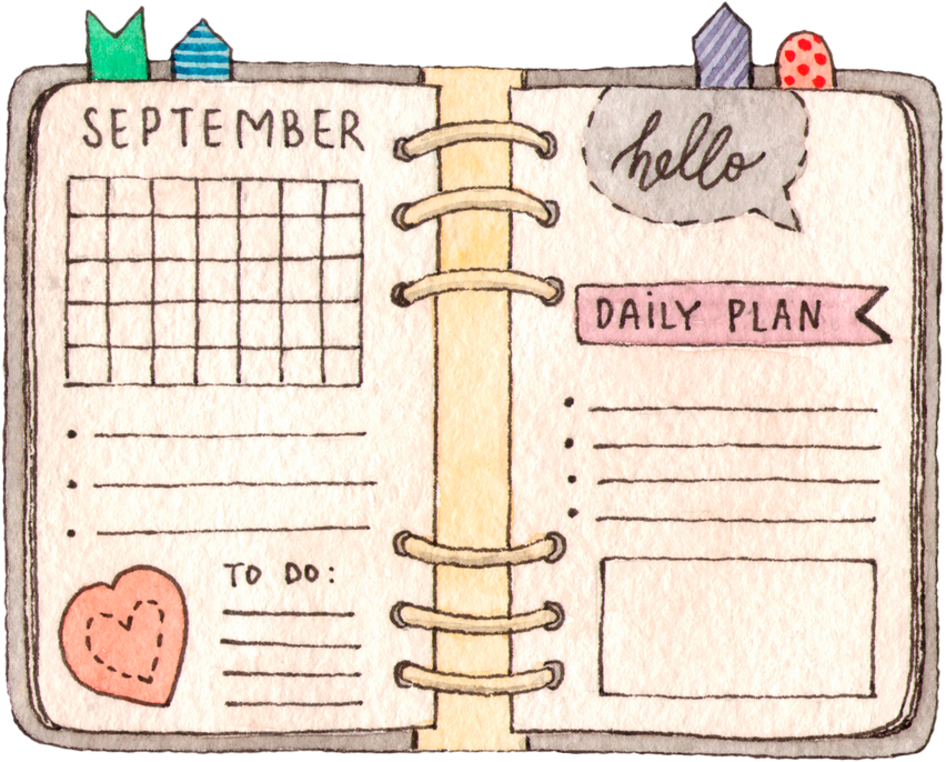 watercolor illustration - dairy planner